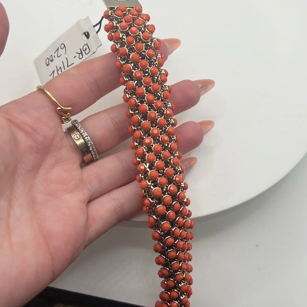 1346.‎ Cara New York Gold and Orange Fold over Closure Bracelet
